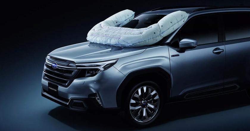 Subaru разработал внешнюю подушку безопасности, которая защищает велосипедистов от удара по передней стеклянной стойке