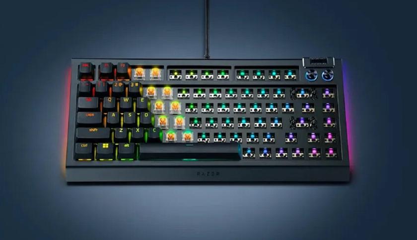 Для любителей касттомизации: Razer представил Blackwidow V4 75% Barebones - механическая клавиатура без кнопок
