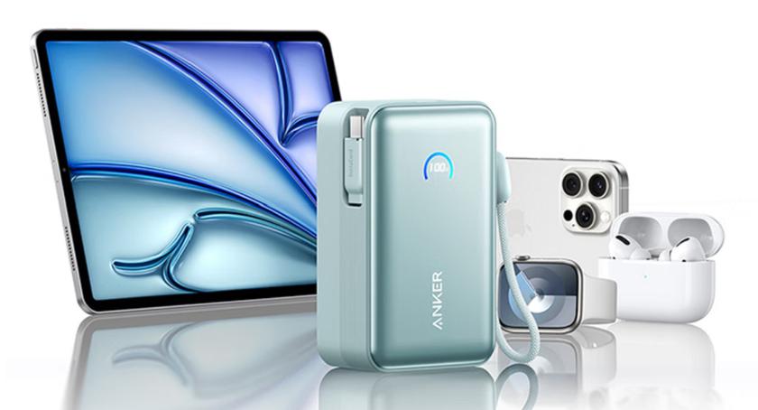Anker выпустил внешнюю батарею S1 с проведенным кабелем, экраном и емкостью 10 000 маг.