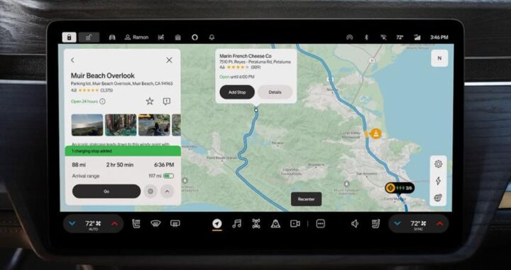 Rivian встроенные карты Google в свои электромобили