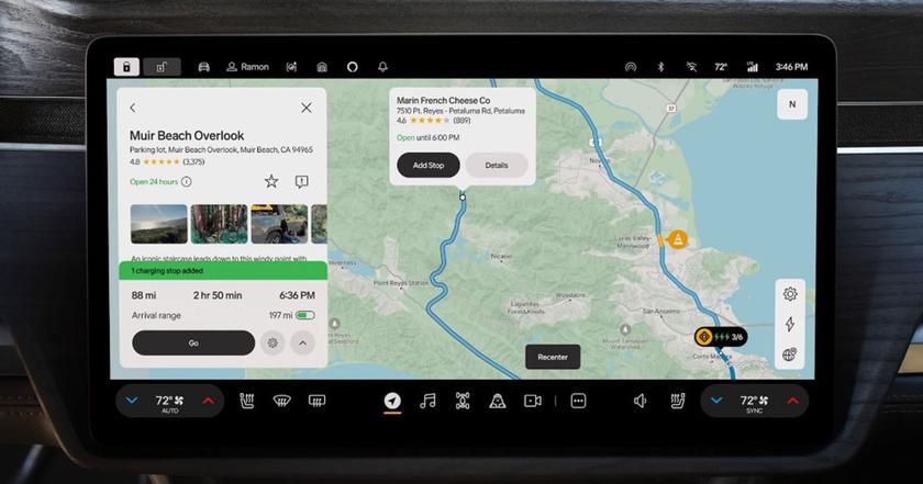 Rivian встроенные карты Google в свои электромобили