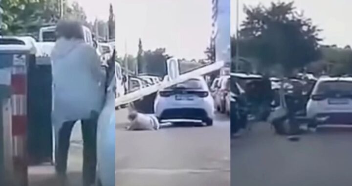 Toyota без водителя обогнала два на парковке