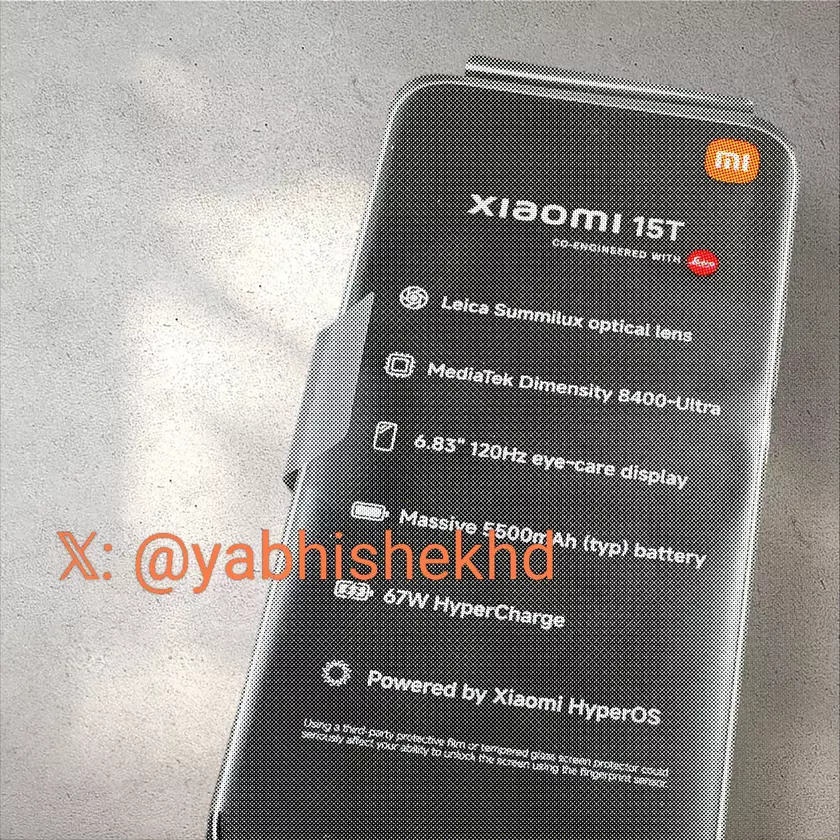 Фотография «подземного» Xiaomi 15T показывает основные технические характеристики новизны