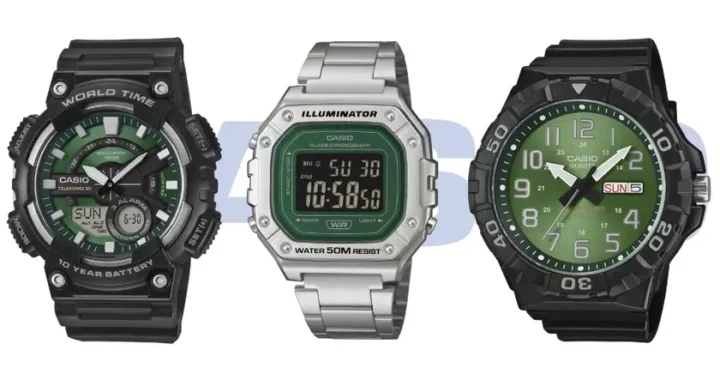 Casio представила три новые часы с зелеными циферблатами, одна из моделей получила аккумулятор со сроком службы до 10 лет
