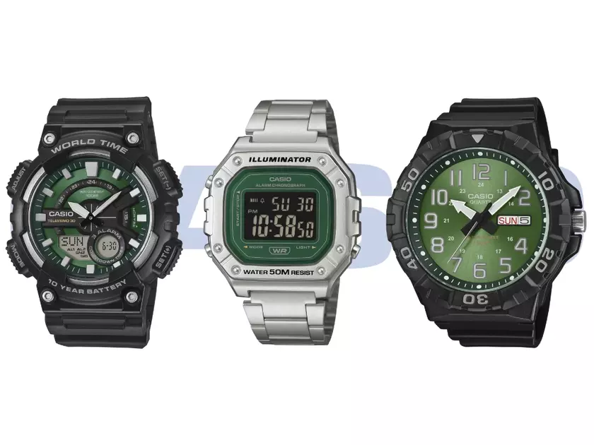 Casio представила три новые часы с зелеными циферблатами, одна из моделей получила аккумулятор со сроком службы до 10 лет