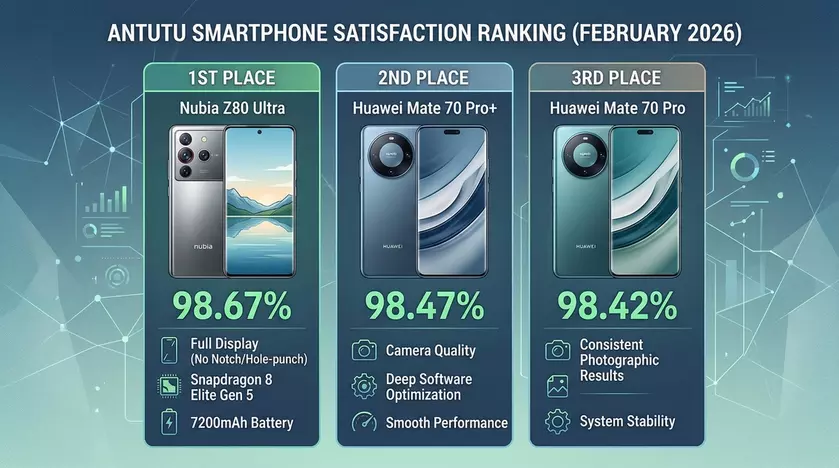 Смартфоны, которыми реально довольны: рейтинг AnTuTu за февраль 2026 года