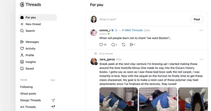 Meta тестирует обновленный дизайн веб-версии Threads с поддержкой личных сообщений