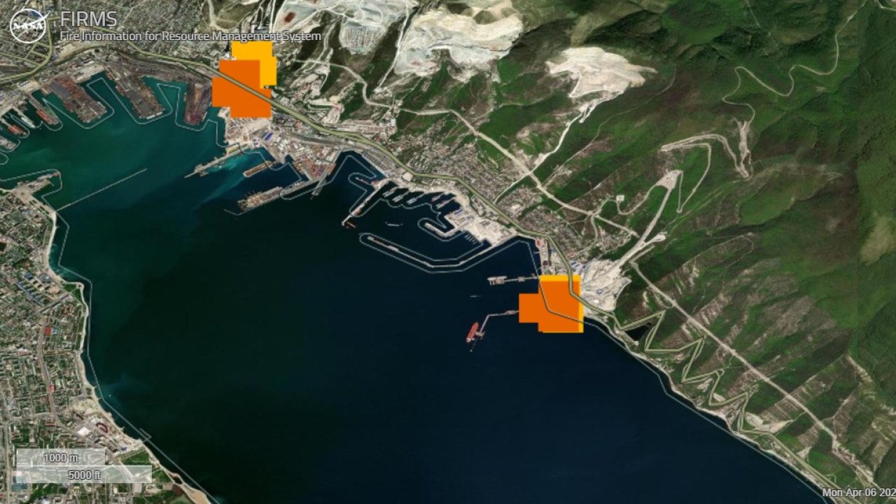 Главный нефтяной терминал России на Черном море горит, свидетельствуют данные НАСА